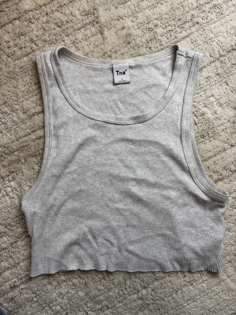 Aritzia Tna Ribbed Crop Tank Top Gray Size S